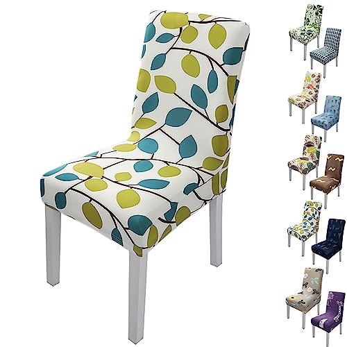 Zeyeo Stretch Chair Cover for Dining Room Set of 1/2/4/6 Modern Style Parson Chair Slipcovers Jacquard Design Seat Cover Universal Washable Seat Protector for Hotel Banquet Restaurant,Flower a 2pcs(Le von Zeyeo