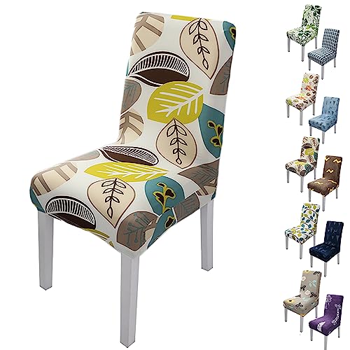 Zeyeo Stretch Chair Cover for Dining Room Set of 1/2/4/6 Modern Style Parson Chair Slipcovers Jacquard Design Seat Cover Universal Washable Seat Protector for Hotel Banquet Restaurant,Flower a 2pcs(Le von Zeyeo