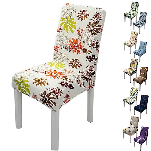 Zeyeo Stretch Chair Cover for Dining Room Set of 1/2/4/6 Modern Style Parson Chair Slipcovers Jacquard Design Seat Cover Universal Washable Seat Protector for Hotel Banquet Restaurant,Flower a 2pcs(Fl von Zeyeo