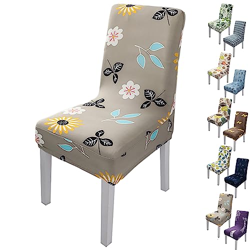 Zeyeo Stretch Chair Cover for Dining Room Set of 1/2/4/6 Modern Style Parson Chair Slipcovers Jacquard Design Seat Cover Universal Washable Seat Protector for Hotel Banquet Restaurant,Flower a 2pcs(Le von Zeyeo