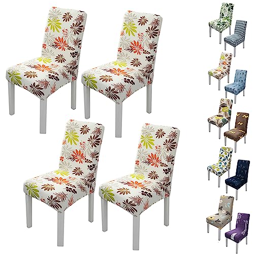 Zeyeo Stretch Chair Cover for Dining Room Set of 1/2/4/6 Modern Style Parson Chair Slipcovers Jacquard Design Seat Cover Universal Washable Seat Protector for Hotel Banquet Restaurant,Flower a 2pcs(Fl von Zeyeo