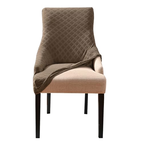 Zeyeo Stretch-Jacquard-Bezug Für Ohrensessel - Wiederverwendbar, rutschfest, Rundum-Schutz Für Esszimmerstühle Mit Hoher Rückenlehne(Camel,Set of 1) von Zeyeo