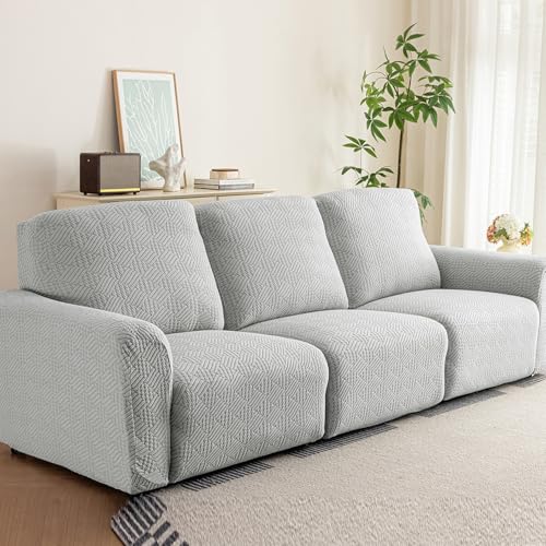 Zeyeo Stretch Jacquard Liegestuhl Abdeckungen 4Pcs Waschbar Fleck Tier Haar Schutz(Grey,1seat/4pcs) von Zeyeo