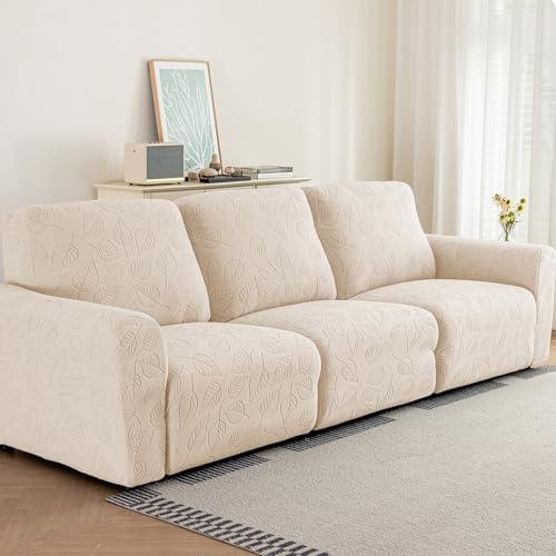 Zeyeo Stretch-Jacquard-Liegestuhl-Schonbezug, Weicher Möbelschutz Für Lazy Boy-Stühle, Haustierfreundliches Geteiltes Design(Beige,1seat/4pcs) von Zeyeo
