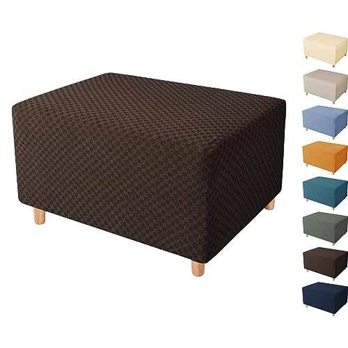Zeyeo Stretch-Ottoman-Bezug 1/2 Stück, Verdickter Rechteckiger Fußhocker-Bezug, S/L/XL, Waschbarer Möbelschutz(Brown 1pcs,X-Large) von Zeyeo