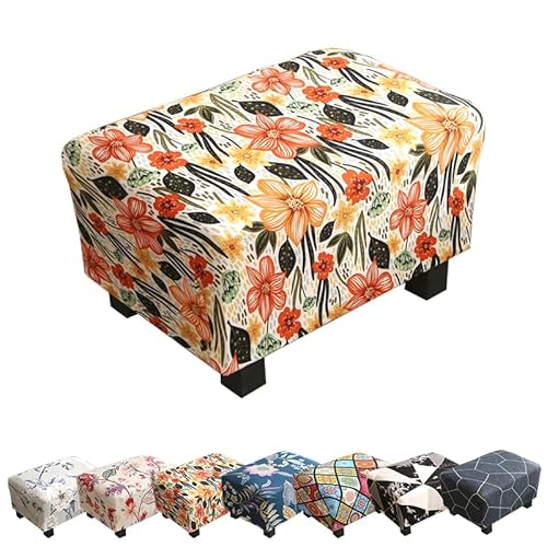 Zeyeo Stretch-Ottoman-Schonbezug Mit Elastischen Bändern – Bedruckter Pouf-Schutz Für Haustiere, Strapazierfähiger Möbelbezug(C 1pcs) von Zeyeo