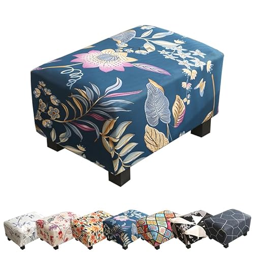 Zeyeo Stretch-Ottoman-Schonbezug Mit Elastischen Bändern – Bedruckter Pouf-Schutz Für Haustiere, Strapazierfähiger Möbelbezug(D 1pcs) von Zeyeo