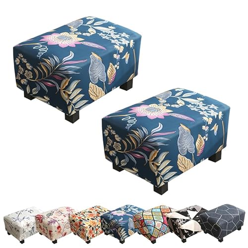 Zeyeo Stretch-Ottoman-Schonbezug Mit Elastischen Bändern – Bedruckter Pouf-Schutz Für Haustiere, Strapazierfähiger Möbelbezug(D 2pcs) von Zeyeo