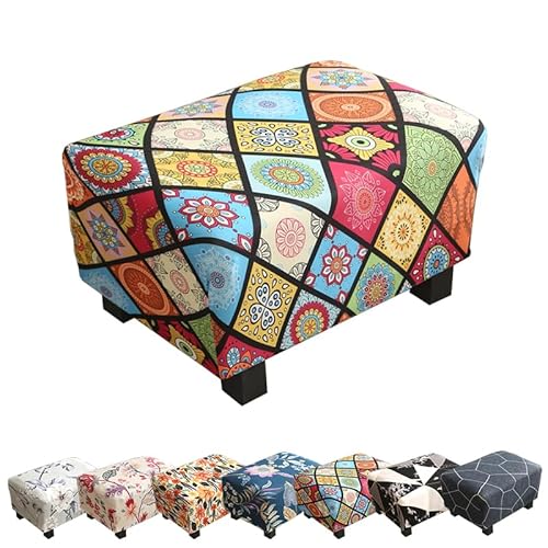 Zeyeo Stretch-Ottoman-Schonbezug Mit Elastischen Bändern – Bedruckter Pouf-Schutz Für Haustiere, Strapazierfähiger Möbelbezug(E 1pcs) von Zeyeo