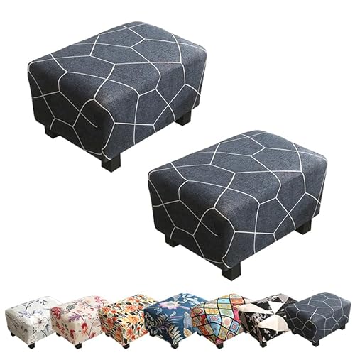 Zeyeo Stretch-Ottoman-Schonbezug Mit Elastischen Bändern – Bedruckter Pouf-Schutz Für Haustiere, Strapazierfähiger Möbelbezug(G 2pcs) von Zeyeo
