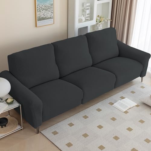 Zeyeo Stretch-Schonbezug Für Relaxsessel, Weich, Für 1/2/3 Kissen, Waschbar, Möbelschutz, Lila Chaiselongue(Darkgray,4seats/10pcs) von Zeyeo