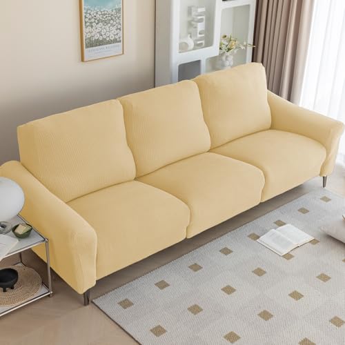 Zeyeo Stretch-Schonbezug Für Relaxsessel, Weich, Für 1/2/3 Kissen, Waschbar, Möbelschutz, Lila Chaiselongue(Yellow,3seats/8pcs) von Zeyeo