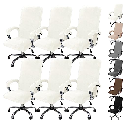 Zeyeo Stretch-Schreibtischstuhlbezüge Aus Samt – 1er-/2er-/4er-/6er-Set – Universeller Schonbezug Für Büro-/Gaming-Stühle(White 6pcs,X-Large) von Zeyeo
