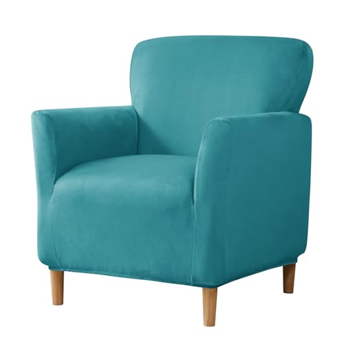 Zeyeo Stretch-Sesselbezug Aus Samt Für Bankettsessel, Rutschfester Möbelschutz Für Das Wohnzimmer, Passend Für Höhen Von 27,5 Bis 35,4 Zoll(Turquoise Blue) von Zeyeo