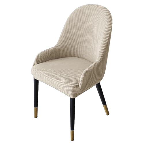 Zeyeo Stretch-Sesselhussen Mit Runder, Gebogener Rückenlehne, 2er-/4er-/6er-Set, Esszimmerstuhl-Schutz Mit Armlehne(Beige,1Pcs) von Zeyeo
