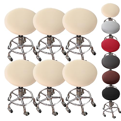 Zeyeo Stretch-Sitzbezüge Für Runde Hocker, 1–6er-Set, Elastische Barhocker-Schonbezüge Für Drehbare Thekenhocker(Beige 6pcs) von Zeyeo
