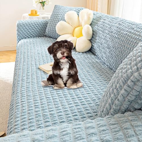 Zeyeo Stretch-Sofabezug Aus 3D-Popcorn-Stoff Für 3-Kissen-Sofas – Kratzfester Bezug Für 1-5-Sitzer-Sofas, Grau(Blue,3 seat 190~230cm) von Zeyeo