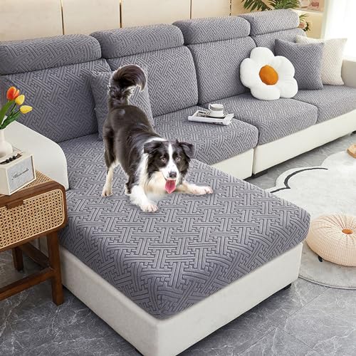 Zeyeo Stretch-Sofabezug Aus Jacquard – Universeller Schonbezug Für Sofas Mit 2/3/4 Kissen/L-Form, Verschleißfester Schutz(C,XXL Chaise Cover) von Zeyeo