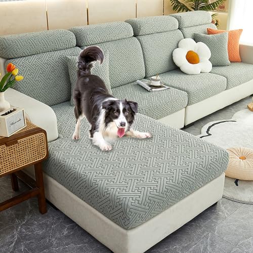 Zeyeo Stretch-Sofabezug Aus Jacquard – Universeller Schonbezug Für Sofas Mit 2/3/4 Kissen/L-Form, Verschleißfester Schutz(D,XXL Chaise Cover) von Zeyeo