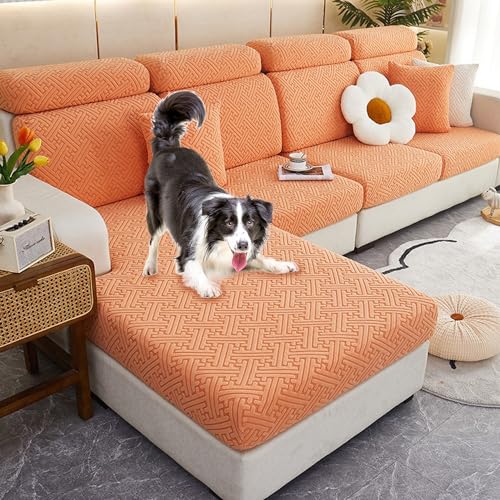 Zeyeo Stretch-Sofabezug Aus Jacquard – Universeller Schonbezug Für Sofas Mit 2/3/4 Kissen/L-Form, Verschleißfester Schutz(G,XL Chaise Cover) von Zeyeo