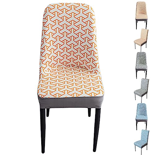 Zeyeo Stretch-Stuhlbezüge Mit Gebogener Rückenlehne, Moderne Jacquard-Schonbezüge, 1er-/2er-/4er-Set, Waschbarer Esszimmerschutz(Orange Curved Back 1pcs) von Zeyeo