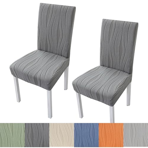 Zeyeo Stretch-Stuhlhussen Für Esszimmerstühle Mit Rock – Abnehmbarer, Waschbarer Sitzschutz Für Küche, Schminktisch Und Wohnzimmer, Mid-Century Modern-Stil(Dark Gray 1,2PCS) von Zeyeo