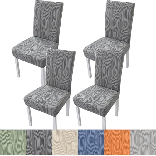 Zeyeo Stretch-Stuhlhussen Für Esszimmerstühle Mit Rock – Abnehmbarer, Waschbarer Sitzschutz Für Küche, Schminktisch Und Wohnzimmer, Mid-Century Modern-Stil(Dark Gray 1,4PCS) von Zeyeo