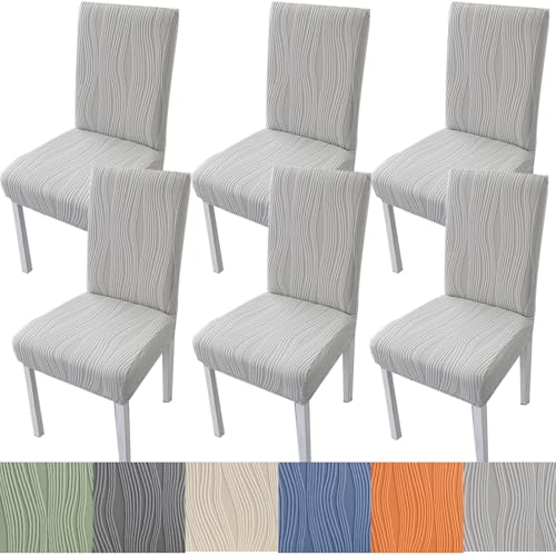 Zeyeo Stretch-Stuhlhussen Für Esszimmerstühle Mit Rock – Abnehmbarer, Waschbarer Sitzschutz Für Küche, Schminktisch Und Wohnzimmer, Mid-Century Modern-Stil(Light Gray 1,6PCS) von Zeyeo