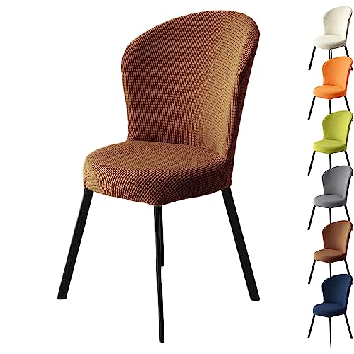 Zeyeo Stretch-Stuhlhussen Für Runde Stühle, Kariert, 1er-/2er-/4er-Set, Gebogene Rückenlehne, Universell Für Esszimmer/Hotel/Restaurant(Brown 1pcs) von Zeyeo