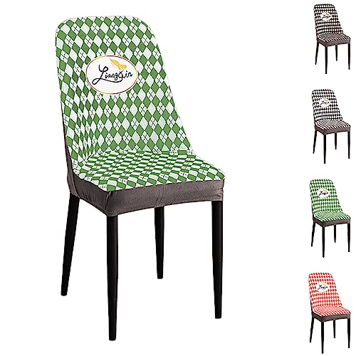 Zeyeo Stretch-Stuhlhussen Mit Schachbrettmuster Für Esszimmerstühle Mit Gebogener Rückenlehne, 1er-/2er-/4er-/6er-Set, Waschbare Schoner Für Zuhause/Hotel(Green 1pcs) von Zeyeo