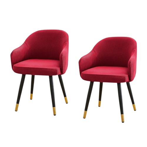 Zeyeo Stuhlbezug Mit Gebogener Rückenlehne – Stretch-Schonbezug Mit Armlehnen, Wasserdicht Für Esszimmer, Schminktisch, Büro(Red,2Pcs) von Zeyeo