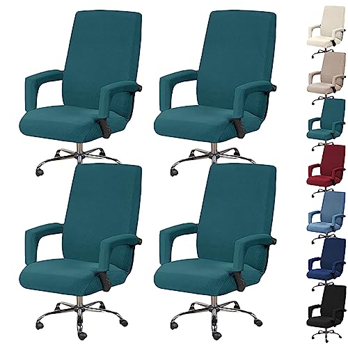 Zeyeo Stuhlbezug-Set Für Bürostühle Mit Hoher Rückenlehne (1/2/4/6 Stück), Verdickter Schonbezug Mit Reißverschluss Für Computer-/Spiel-/Chef-Drehstühle(Green 4pcs,X-Large) von Zeyeo