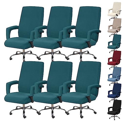 Zeyeo Stuhlbezug-Set Für Bürostühle Mit Hoher Rückenlehne (1/2/4/6 Stück), Verdickter Schonbezug Mit Reißverschluss Für Computer-/Spiel-/Chef-Drehstühle(Green 6pcs,X-Large) von Zeyeo