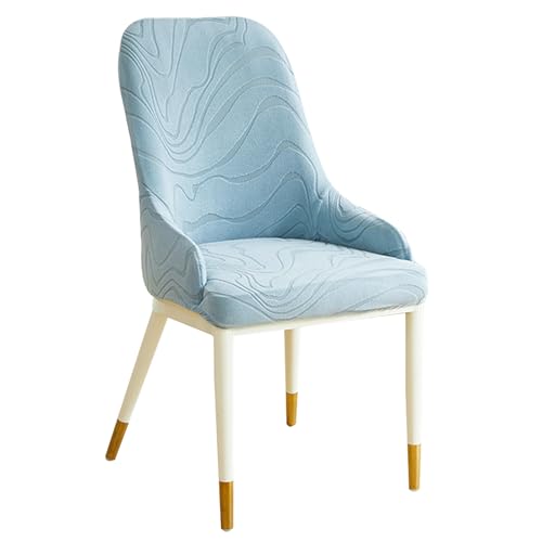 Zeyeo Stuhlhussen Aus Dehnbarem, Gebogenem Samt Für Esszimmerstühle – Halbrunde Rückenlehne, 2er-/4er-/6er-Set, Stuhlschoner Für Die Küche Mit Hoher Rückenlehne(Blue B,Set of 6) von Zeyeo