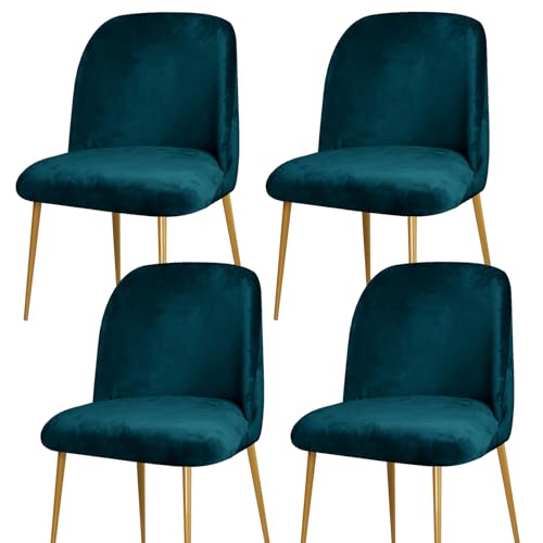 Zeyeo Stuhlhussen Aus Samt Für Esszimmerstühle, 1er-/2er-/4er-Set, Gebogene, Halbrunde Rückenlehne, Stretch-Möbelschutz(Dark Blue,4 Pcs) von Zeyeo