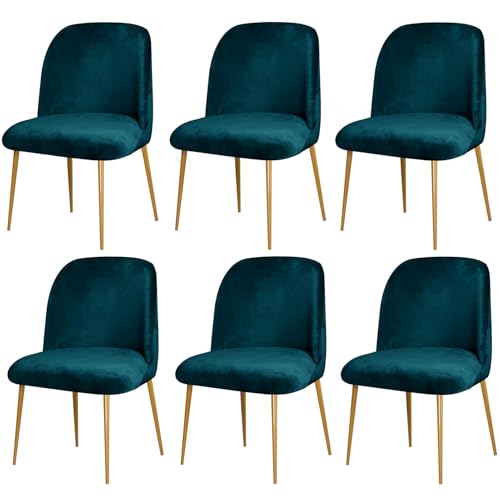 Zeyeo Stuhlhussen Aus Samt Für Esszimmerstühle, 1er-/2er-/4er-Set, Gebogene, Halbrunde Rückenlehne, Stretch-Möbelschutz(Dark Blue,6 Pcs) von Zeyeo