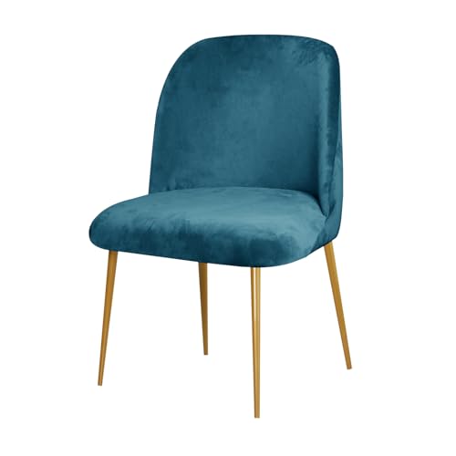 Zeyeo Stuhlhussen Aus Samt Für Esszimmerstühle, 1er-/2er-/4er-Set, Gebogene, Halbrunde Rückenlehne, Stretch-Möbelschutz(Peacock Blue,1 Pcs) von Zeyeo