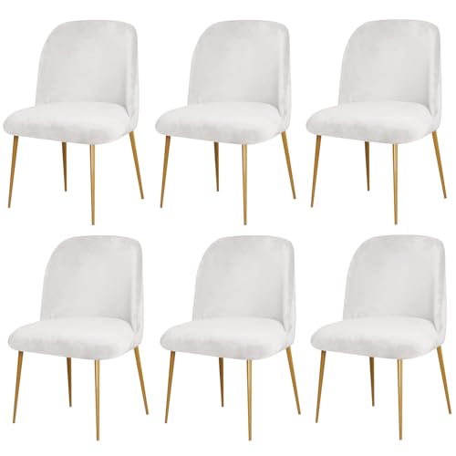 Zeyeo Stuhlhussen Aus Samt Für Esszimmerstühle, 1er-/2er-/4er-Set, Gebogene, Halbrunde Rückenlehne, Stretch-Möbelschutz(White,6 Pcs) von Zeyeo