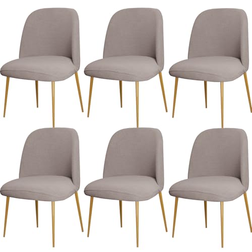 Zeyeo Stuhlhussen Für Esszimmerstühle Mit Gebogener Rückenlehne, 1er-/2er-/4er-Set, Halbrunde Stuhlhussen Mit Elastischer Passform(Khaki,6Pcs) von Zeyeo
