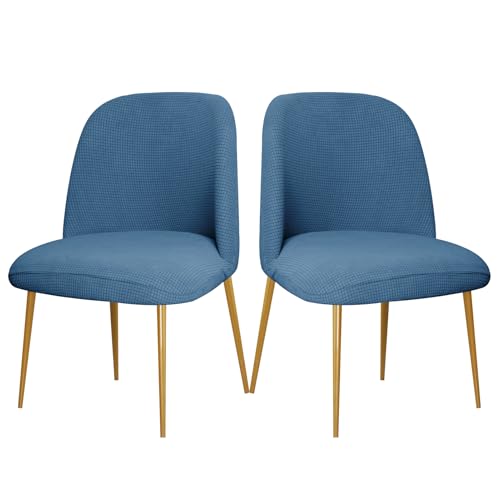 Zeyeo Stuhlhussen Für Esszimmerstühle Mit Gebogener Rückenlehne, 1er-/2er-/4er-Set, Halbrunde Stuhlhussen Mit Elastischer Passform(Light Blue,Yellow) von Zeyeo