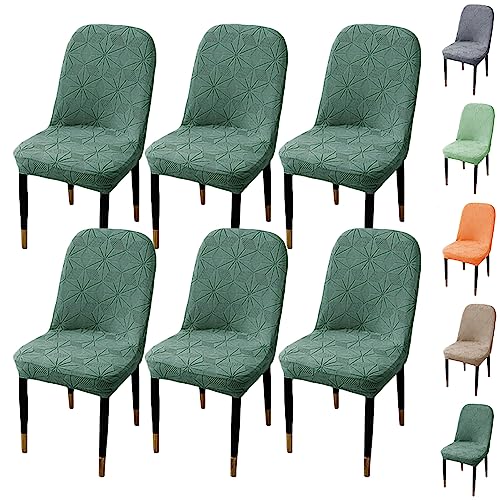Zeyeo Stuhlhussen Für Esszimmerstühle Mit Gebogener Rückenlehne, 1er-Set, 2er-Set, 4er-Set, Moderner Jacquard-Stretch, Waschbar, Für Hotel-Esszimmer(Green 6pcs) von Zeyeo