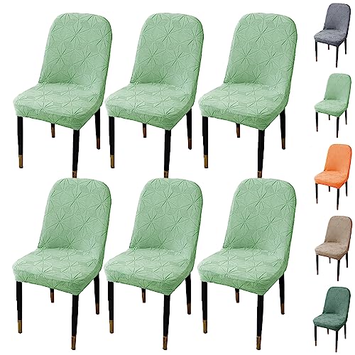 Zeyeo Stuhlhussen Für Esszimmerstühle Mit Gebogener Rückenlehne, 1er-Set, 2er-Set, 4er-Set, Moderner Jacquard-Stretch, Waschbar, Für Hotel-Esszimmer(Light Green 6pcs) von Zeyeo