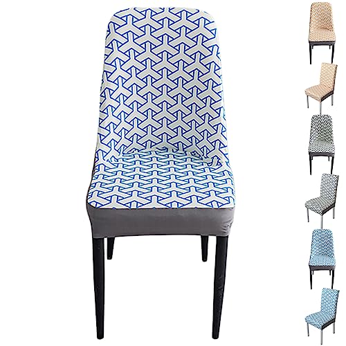 Zeyeo Stuhlhussen Für Esszimmerstühle Mit Gebogener Rückenlehne, 1er-Set, 2er-Set, 4er-Set, Moderner Jacquard-Stretchschutz Für Esszimmer(Blue Curved Back 1pcs) von Zeyeo