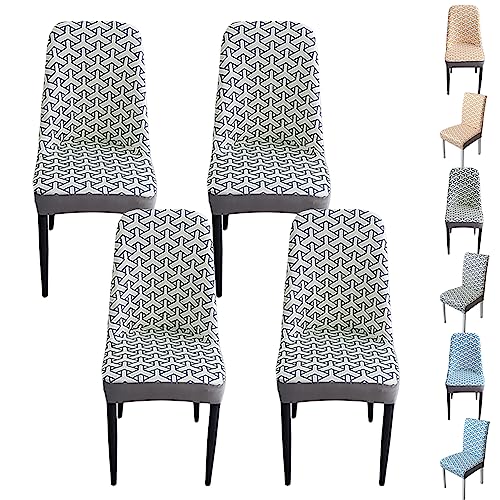 Zeyeo Stuhlhussen Für Esszimmerstühle Mit Gebogener Rückenlehne, 1er-Set, 2er-Set, 4er-Set, Moderner Jacquard-Stretchschutz Für Esszimmer(Grey Curved Back 4pcs) von Zeyeo