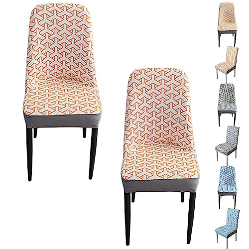 Zeyeo Stuhlhussen Für Esszimmerstühle Mit Gebogener Rückenlehne, 1er-Set, 2er-Set, 4er-Set, Moderner Jacquard-Stretchschutz Für Esszimmer(Orange Curved Back 2pcs) von Zeyeo