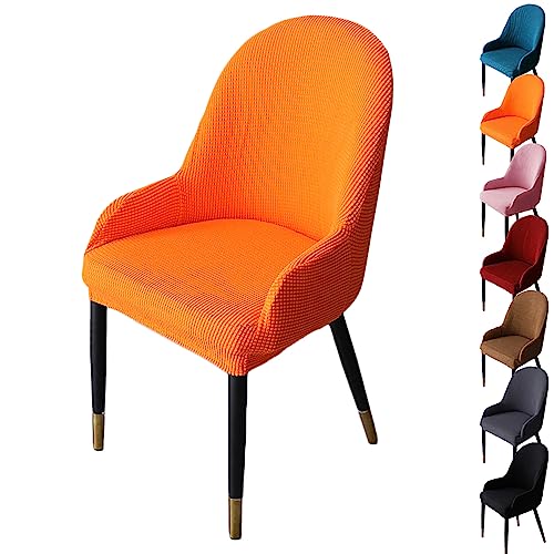 Zeyeo Stuhlhussen Mit Gebogener Rückenlehne, 1er-/2er-/4er-/6er-Set – Verdickter Jacquard-Stretch-Schonbezug Für Esszimmer-/Küchen-/Hoteldrehstühle(Orange 1pcs) von Zeyeo