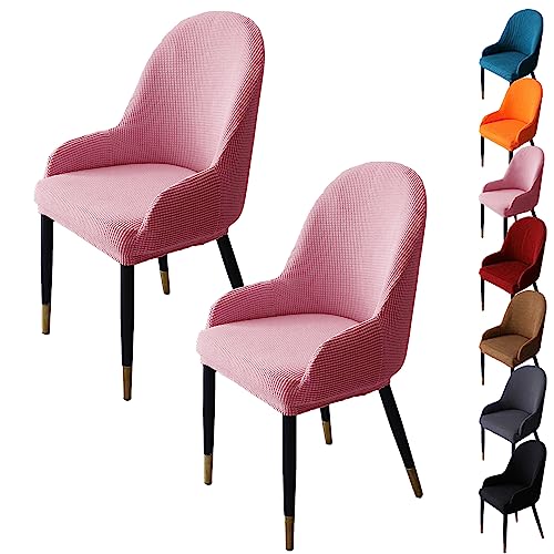 Zeyeo Stuhlhussen Mit Gebogener Rückenlehne, 1er-/2er-/4er-/6er-Set – Verdickter Jacquard-Stretch-Schonbezug Für Esszimmer-/Küchen-/Hoteldrehstühle(Pink 2pcs) von Zeyeo
