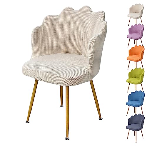 Zeyeo Stuhlhussen-Set „Petal“ (1/2/4/6) – Dehnbarer Esszimmer-Schonbezug Mit Gebogener Rückenlehne Für Kosmetikhocker Und -stühle, Waschbar(White 1pcs) von Zeyeo