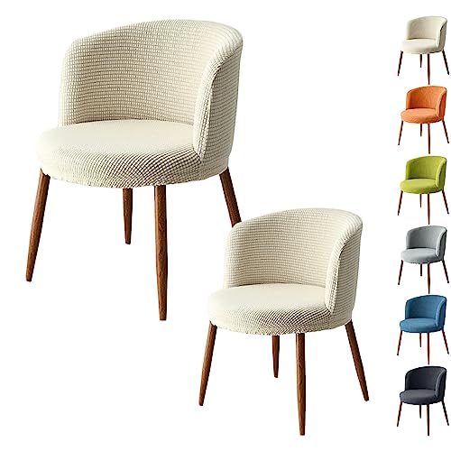 Zeyeo Stuhlhussen-Set Für Runde, Gebogene Stühle (1/2/4/6) – Stretch-Schonbezüge Mit Niedriger Rückenlehne Für Esszimmer/Zuhause/Hotel(White 2pcs) von Zeyeo