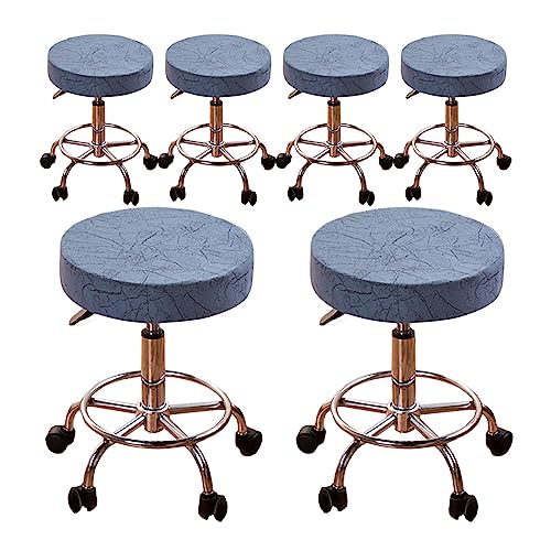 Zeyeo Verdickte Barhocker-Bezüge, 1er-/2er-/4er-/6er-Set – Universeller, Runder, Abnehmbarer Schutz Für Bar/Hotel/Barbershop(Blue 6pcs,Medium) von Zeyeo